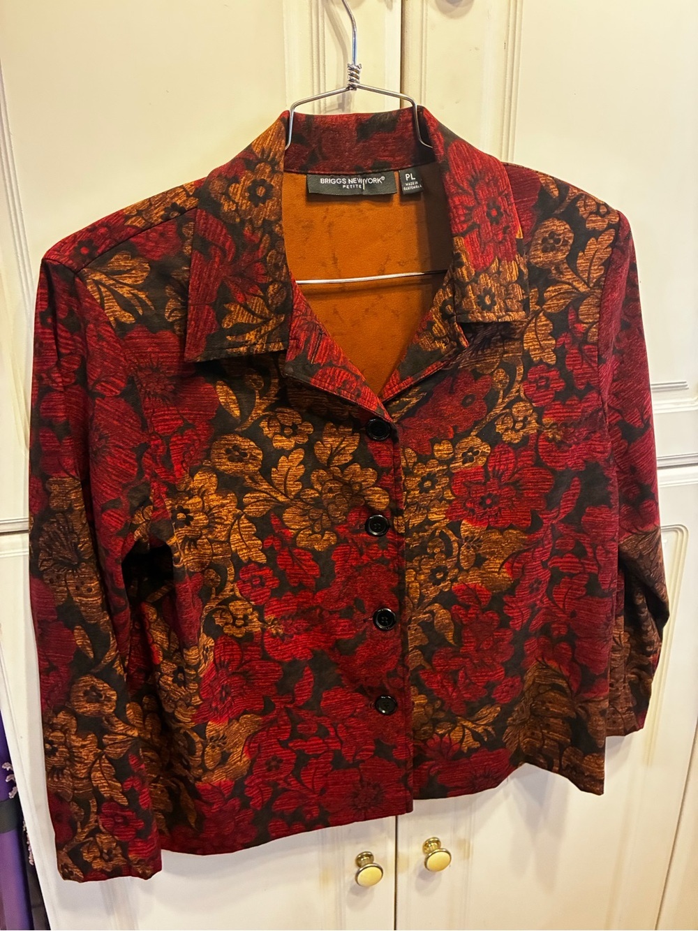 Briggs’s New York Red and Black Floral Button Down Jacket, Size: PL